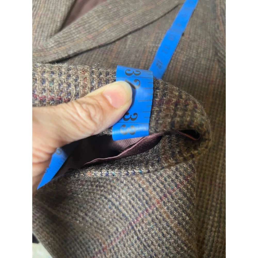 Vintage Wool Tweed Blazer‎ 46L Trophy Club Brown Plaid Academia Heritage Jacket